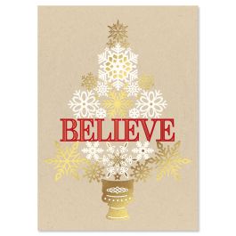 Believe Christmas Tree Deluxe Christmas Cards - Nonpersonalized