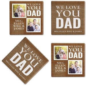 Burlap Personalized Photo Coasters